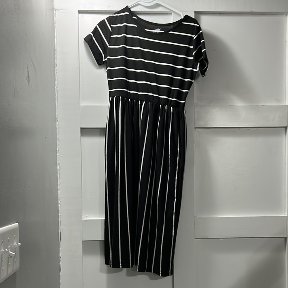 Black and White Striped Women's Dress
